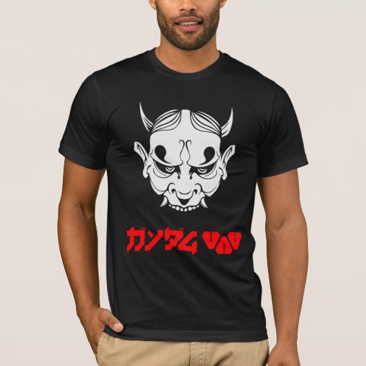 Cyberpunk Samurai Demon Hannya Mask T-Shirt (Vorderseite)