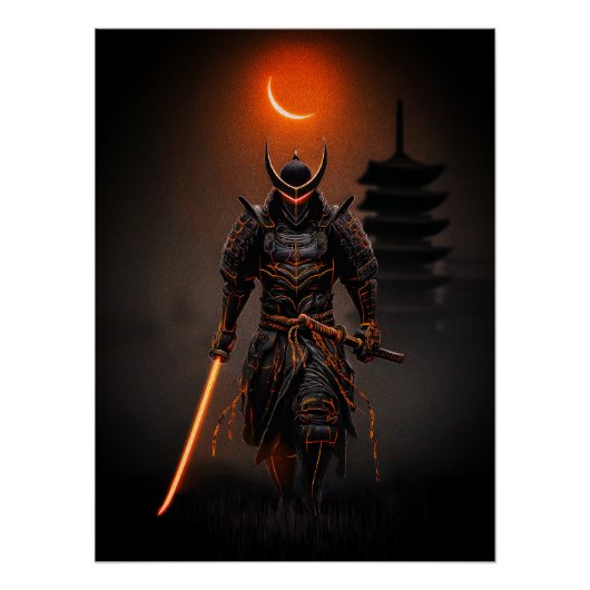 Cyberpunk Samurai Futuristic Warrior Poster (Vorderseite)