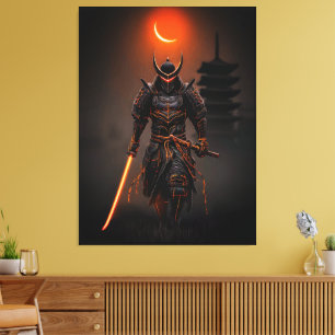 Cyberpunk-Samurai Futuristischer Krieger Leinwanddruck