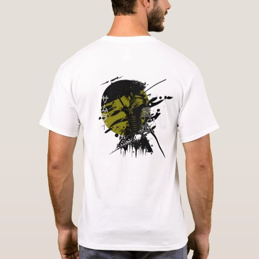 Cyberpunk Samurai Grunge Japanisches Grafisches T- T-Shirt (Rückseite)