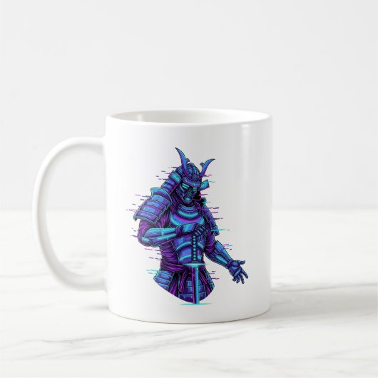 Cyberpunk-Samurai im Neonlicht Kaffeetasse (Links)
