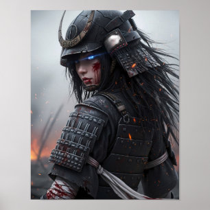 Cyberpunk-Samurai-Mädchen Poster