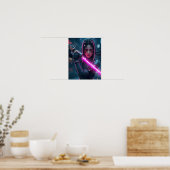 Cyberpunk-Samurai-Mädchen Poster (Küche)