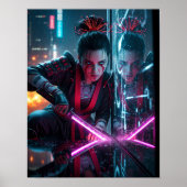 Cyberpunk-Samurai-Mädchen Poster (Vorne)