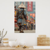 Cyberpunk-Samurai-Mecha-Kegelhelm Poster (Küche)