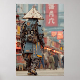 Cyberpunk-Samurai-Mecha-Kegelhelm Poster