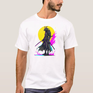 Cyberpunk Samurai Warrior Neon Art Design T-Shirt