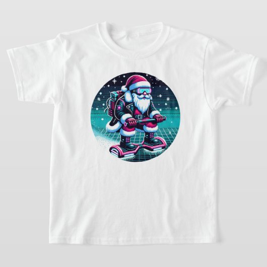 Cyberpunk Santa Claus - 8 Bit Futuristischer Urlau T-Shirt (Ablage )