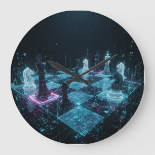 Cyberpunk-Schach, Neon-Digital-Brettspiel S Große Wanduhr