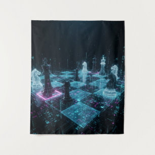 Cyberpunk-Schach, Neon-Digital-Brettspiel S Wandteppich