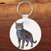 Cyberpunk-Schaltkatze – Neon-Tech-Biest Schlüsselanhänger (Vorderseite)