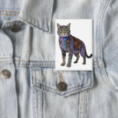Cyberpunk-Schaltkreis-Katze – Neon-Tech-Bestie Button (Insitu)