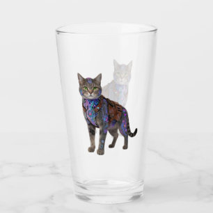 Cyberpunk-Schaltkreis-Katze – Neon-Tech-Biest Glas