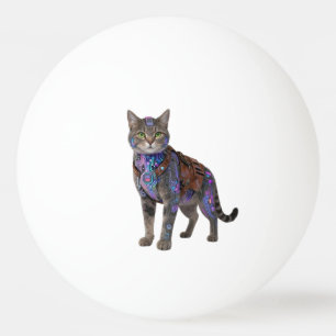 Cyberpunk-Schaltkreis-Katze – Neon-Tech-Biest Tischtennisball