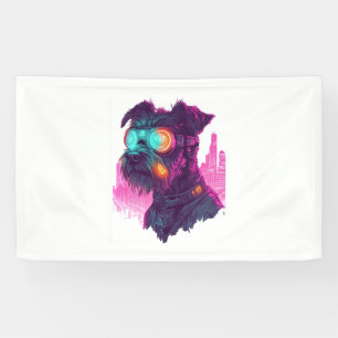 Cyberpunk Schnauzer - Futuristischer Neonhund Banner