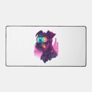 Cyberpunk Schnauzer - Futuristischer Neonhund Schreibtischunterlage