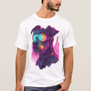 Cyberpunk Schnauzer � Futuristischer Neonhund T-Shirt