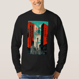 Cyberpunk Sci-fi Dystopia City Ukiyo-e Japanese Re T-Shirt