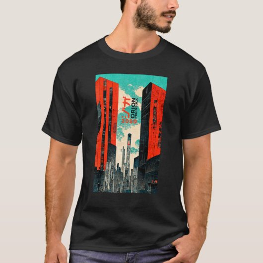 Cyberpunk Sci-fi Dystopia City Ukiyo-e Japanese Re T-Shirt (Vorderseite)