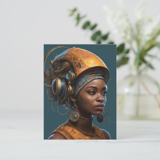 Cyberpunk-Science Fiction Postkarte (Stehend Vorderseite)