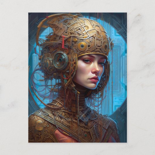 Cyberpunk-Science Fiction Postkarte (Vorderseite)