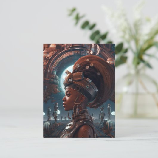 Cyberpunk-Science Fiction Postkarte (Stehend Vorderseite)