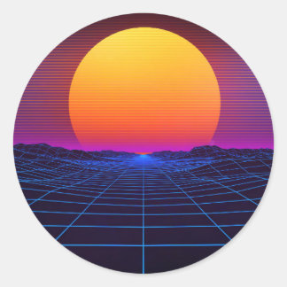 cyberpunk scifi synthwave eletronic punk runder aufkleber