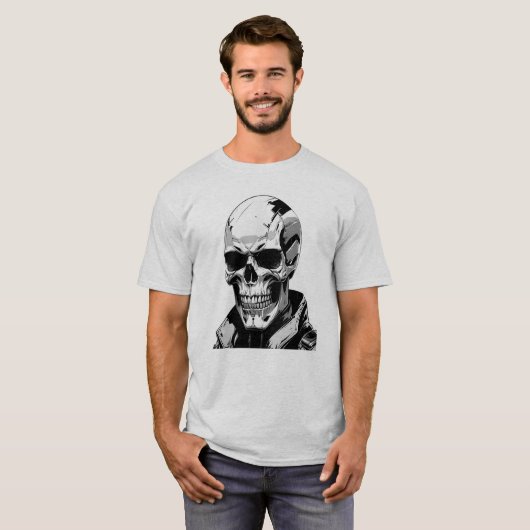 Cyberpunk Skull Futuristic Graphic T-Shirt Design (Vorne ganz)