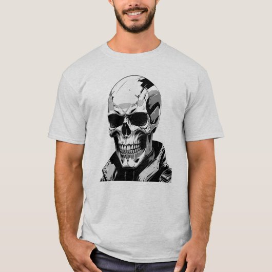 Cyberpunk Skull Futuristic Graphic T-Shirt Design (Vorderseite)