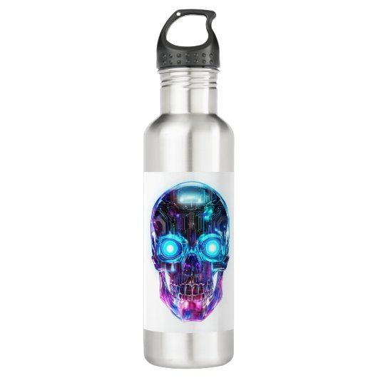 Cyberpunk Skull King Edelstahlflasche (Vorderseite)