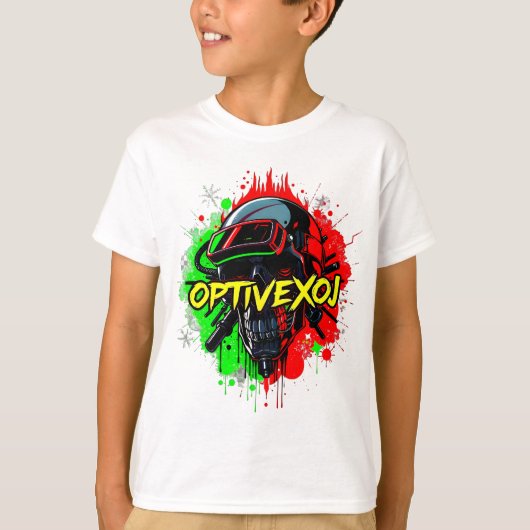 Cyberpunk Skull Rave Halloween T-Shirt (Vorderseite)