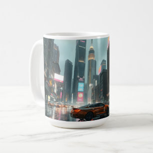 Cyberpunk Skycrapper City Cars Kaffeetasse