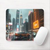 Cyberpunk Skycrapper City Cars Mousepad (Mit Mouse)