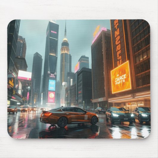 Cyberpunk Skycrapper City Cars Mousepad (Vorne)
