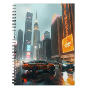 Cyberpunk Skycrapper City Cars Notizblock