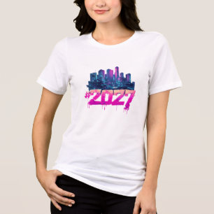 Cyberpunk-Skyline 2027 Neon-Graffiti Tri-Blend Shirt