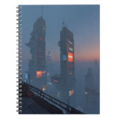 Cyberpunk Skyline Fog Notebook Notizblock (Vorderseite)