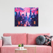 Cyberpunk Skyline Leinwand Kunst | futuristisch (Insitu (Wohnzimmer))