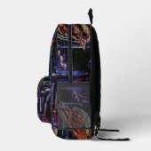 Cyberpunk Sparrow in Neon Cityscape Bedruckter Rucksack (Rechts)