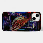 Cyberpunk Sparrow in Neon Cityscape Case-Mate iPhone Hülle (Rückseite (Horizontal))