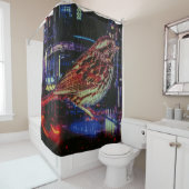 Cyberpunk Sparrow in Neon Cityscape Duschvorhang (Beispiel)