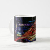 Cyberpunk Sparrow in Neon Cityscape Kaffeetasse (Vorderseite Links)