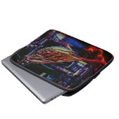 Cyberpunk Sparrow in Neon Cityscape Laptopschutzhülle (Vorne Knopf)