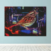 Cyberpunk Sparrow in Neon Cityscape Leinwanddruck (Insitu (Holzboden))