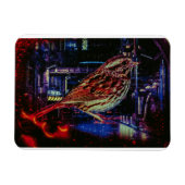 Cyberpunk Sparrow in Neon Cityscape Magnet (Horizontal)
