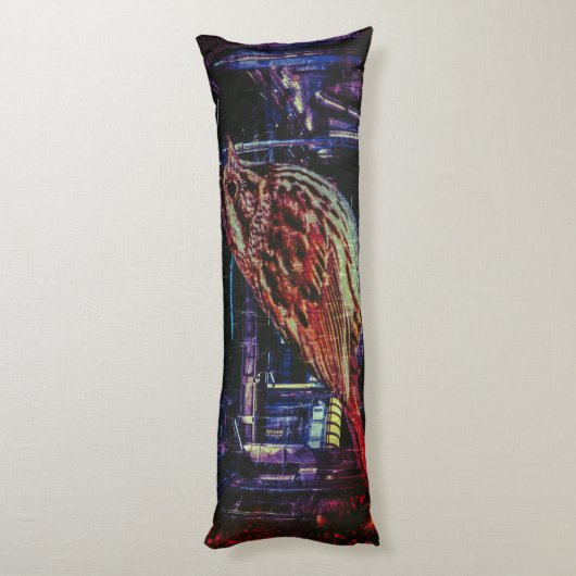 Cyberpunk Sparrow in Neon Cityscape Seitenschläferkissen (Rückseite (Vertikal))