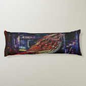 Cyberpunk Sparrow in Neon Cityscape Seitenschläferkissen (Rückseite)