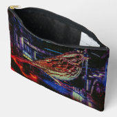 Cyberpunk Sparrow in Neon Cityscape Zubehörtasche (Offen)