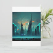 Cyberpunk-Stadt Einladung (Stehend Vorderseite)