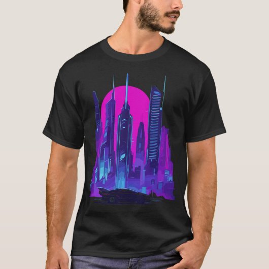 Cyberpunk-Stadt T-Shirt (Vorderseite)